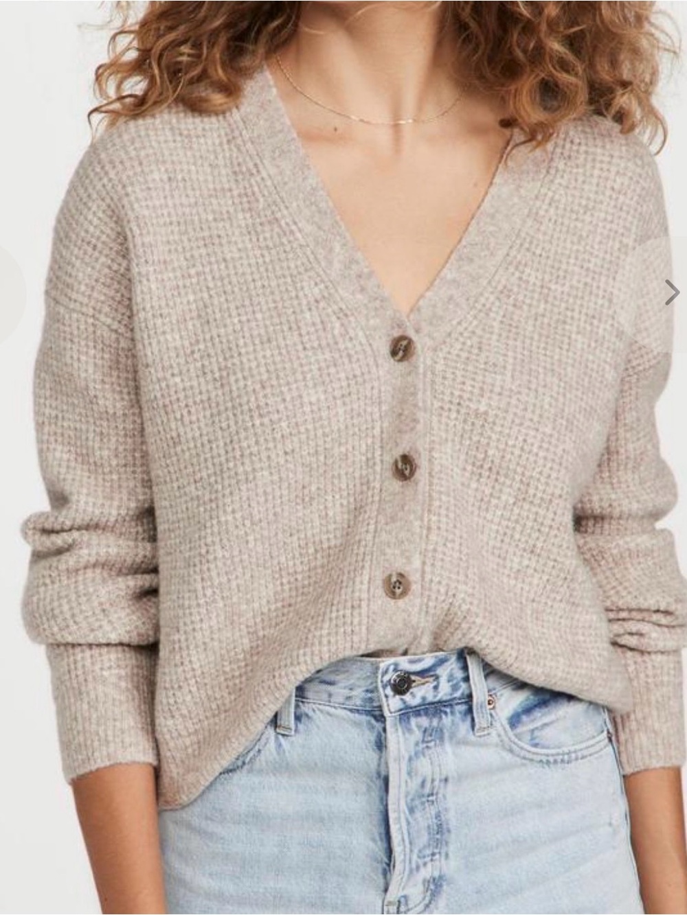 Velvet by Graham & Spencer Taupe Ribbed V-Neck Button Cardigan